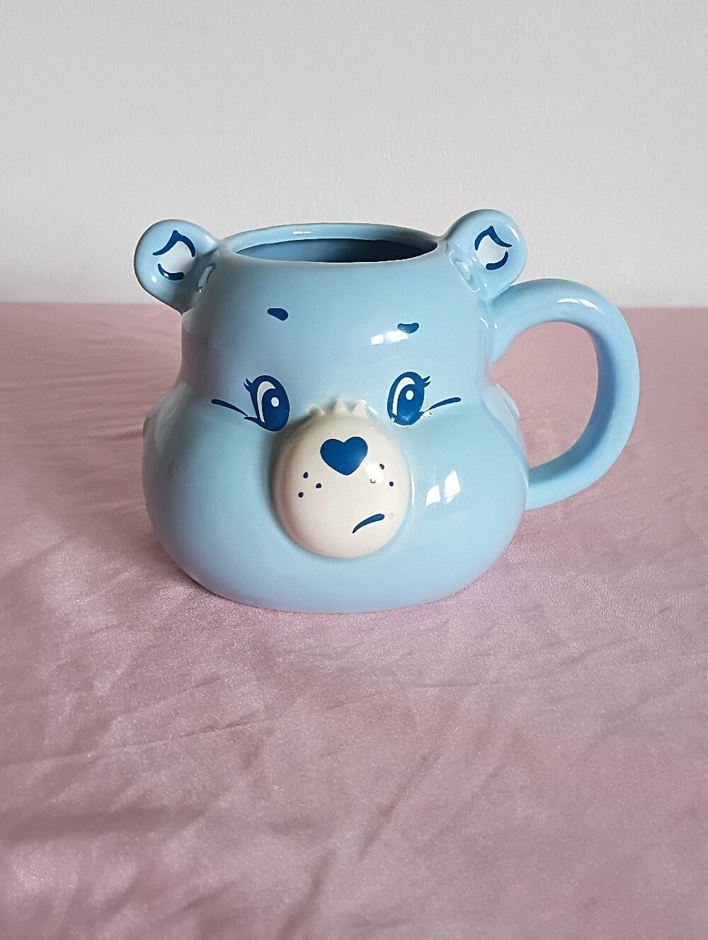 Care Bears Blue Grumpy Bear Heart Nose Ceramic 20oz Figural 3D Sculpted Mug Cup